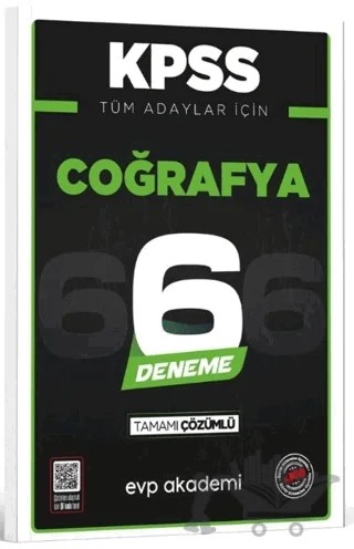 KPSS Tüm Adaylar İçin Coğrafya 6 Deneme Tamamı Çözümlü – Kolektif – EVP Akademi kitap kapağı