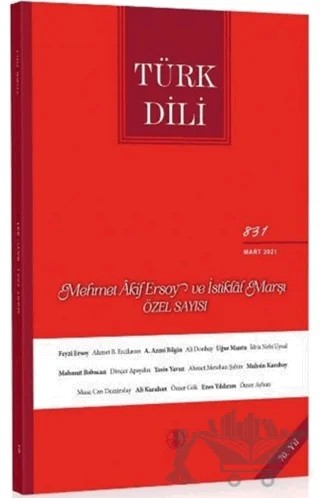 Türk Dili Dergisi Sayı: 831 Mart 2021 – Türk Dil Kurumu Yayınları kitap kapağı