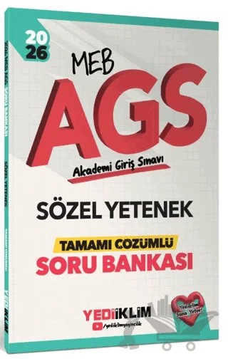 2026 MEB AGS Sözel Yetenek Tamamı Çözümlü Soru Bankası – Kolektif – Yediiklim Yayınları kitap kapağı