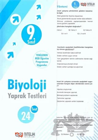 9. Sınıf Biyoloji Yaprak Test – Kolektif – Nitelik Yayınları - Bayilik kitap kapağı