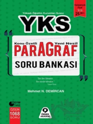 YKS Paragraf Soru Bankası – Mehmet Necati Demircan – Örnek Akademi kitap kapağı
