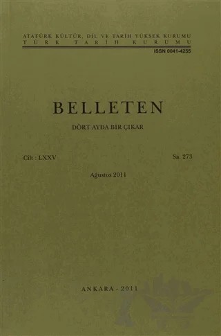 Belleten Sayı: 273 Cilt: 75 – Türk Tarih Kurumu Yayınları kitap kapağı