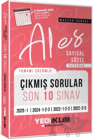 ALES Master Serisi Sayısal Sözel Yetenek Tamamı Çözümlü Son 10 Sınav Çıkmış Sorular – Kolektif – Yediiklim Yayınları kitap kapağı