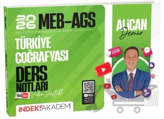 2026 MEB-AGS Türkiye Coğrafyası Video Ders Notları – Alican Demir – İndeks Akademi Yayıncılık kitap kapağı