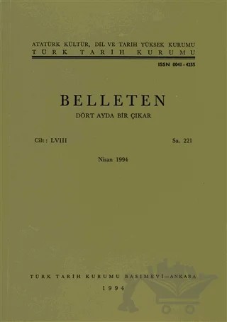 Belleten Sayı: 221 Cilt: 58 – Türk Tarih Kurumu Yayınları kitap kapağı