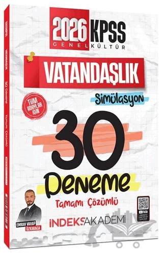 2026 KPSS Vatandaşlık Simülasyon 30 Deneme Çözümlü – Emrah Vahap Özkaraca – İndeks Akademi Yayıncılık kitap kapağı