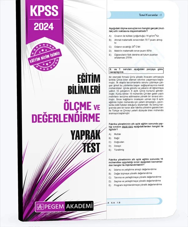 2024 KPSS Eğitim Bilimleri Ölçme ve Değerlendirme Yaprak Test – Pegem Akademi Yayıncılık kitap kapağı