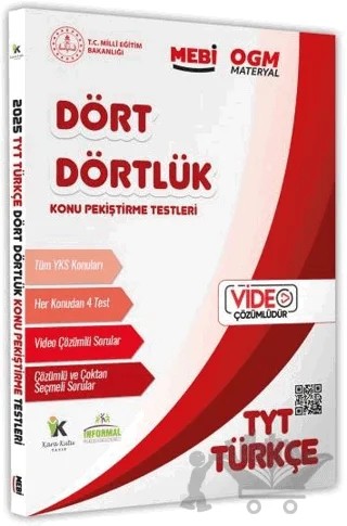 2025 YKS-TYT MEBİ-OGM Dört Dörtlük Türkçe Pekiştirme Testi Soru Bankası Video Çözümlü – Kolektif – Karakutu Yayın kitap kapağı