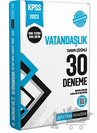 2023 KPSS Genel Kültür Genel Yetenek Vatandaşlık 30 Deneme – Kolektif – Pegem Akademi Yayıncılık kitap kapağı