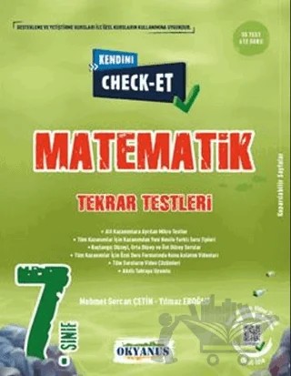 7. Sınıf Kendini Check - Et Matematik Tekrar Testleri – Mehmet Sercan Çetin, Yılmaz Eroğlu – Okyanus Yayınları kitap kapağı
