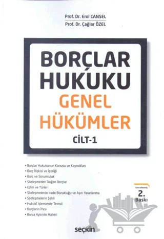 Borçlar Hukuku Genel Hükümler Cilt:1 – Erol Cansel, Çağlar Özel – Seçkin Yayıncılık kitap kapağı