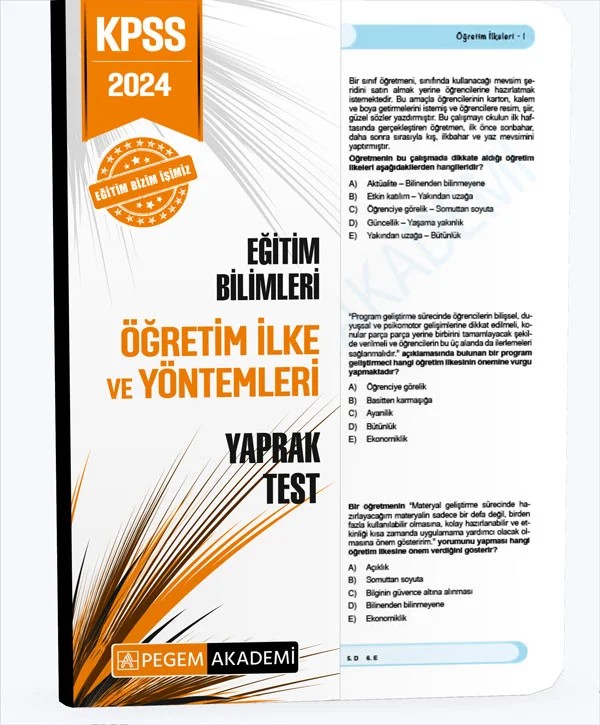 2024 KPSS Eğitim Bilimleri Öğretim İlke ve Yöntemleri Yaprak Test – Pegem Akademi Yayıncılık kitap kapağı