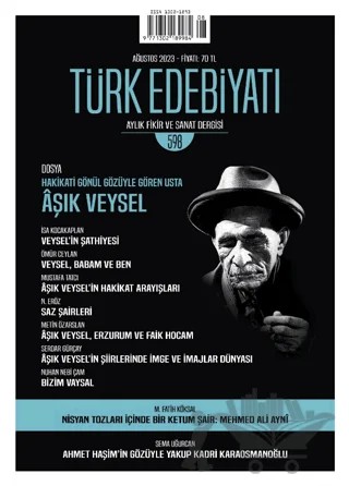 Türk Edebiyatı Aylık Fikir ve Sanat Dergisi Sayı: 598 Ağustos 2023 – Türk Edebiyatı Dergisi kitap kapağı