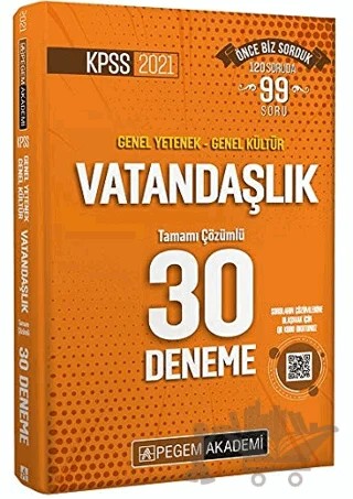 2021 KPSS Genel Yetenek Genel Kültür Vatandaşlık 30 Deneme – Kolektif – Pegem Akademi Yayıncılık kitap kapağı