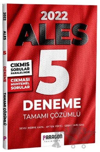2022 ALES Çıkması Muhtemel Sorularla Çözümlü 5 Deneme Sınavı – Kolektif – Paragon Yayıncılık kitap kapağı