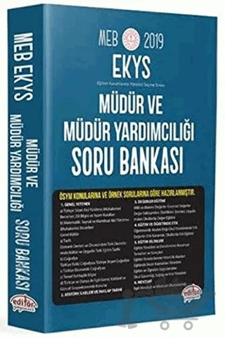 MEB EKYS Müdür ve Müdür Yardımcılığı Soru Bankası 2019 – Kolektif – Editör Yayınevi kitap kapağı