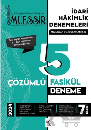 Müessir İdari Hakimlik Denemeleri-2024 Çözümlü 5 Deneme – Kolektif – Kuram Kitap kitap kapağı