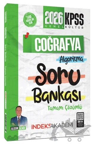 2026 KPSS Coğrafya Algoritma Soru Bankası Çözümlü – Alican Demir – İndeks Akademi Yayıncılık kitap kapağı