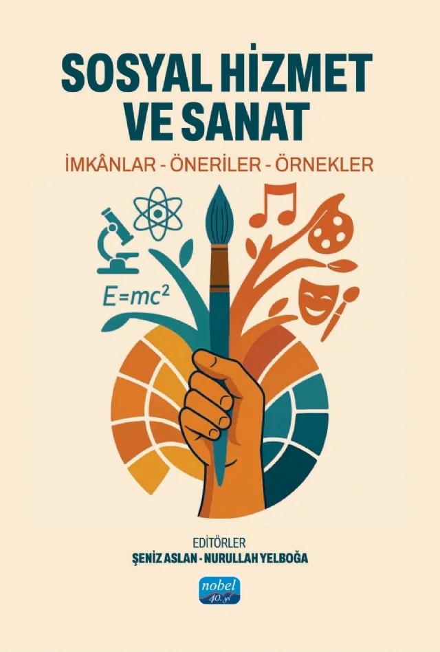 SOSYAL HİZMET VE SANAT / İmkânlar - Öneriler - Örnekler – Adem Kılıç, Aylin Arıcı, Aziz Şeker, Beyhan Doğan, Burak Acar, Çağrı Sevin, Emine Ataman, Nurullah Yelboğa, Şeniz Aslan, Şeyda Demir, Taner Artan, Veysi Aka, Yunus Kara, Zeliha Tören – Nobel Akademik Yayıncılık kitap kapağı