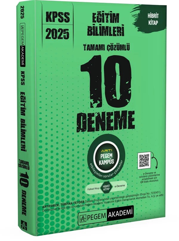 2025 KPSS Eğitim Bilimleri Tamamı Çözümlü 10 Deneme – Pegem Akademi Yayıncılık kitap kapağı