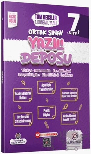 7. Sınıf Tüm Dersler Ortak Sınav 1. Dönem 1. Yazılı – Kolektif – Alan Yayınları kitap kapağı