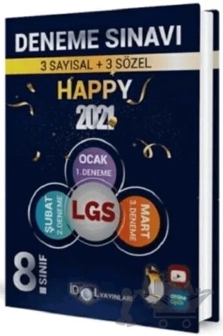 8. Sınıf LGS 3'lü Happy Deneme – Kolektif – İdol Yayınları kitap kapağı