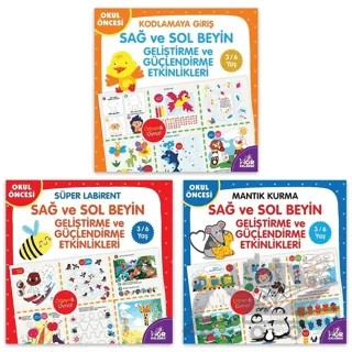 Sağ ve Sol Beyin Geliştirme ve Güçlendirme Etkinlikleri Seti 3-6 Yaş (3 Kitap Takım) – Kolektif – Mor Kelebek kitap kapağı