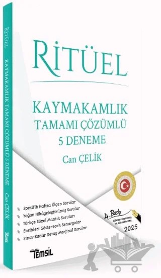 Ritüel Kaymakamlık Tamamı Çözümlü 5 Deneme – Can Çelik – Temsil Kitap kitap kapağı