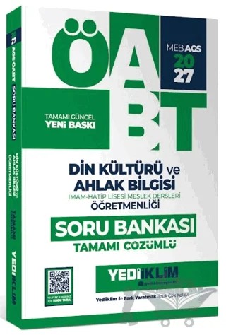 2027 MEB AGS ÖABT Din Kültürü ve Ahlak Bilgisi Öğretmenliği Tamamı Çözümlü Soru Bankası – Kolektif – Yediiklim Yayınları kitap kapağı