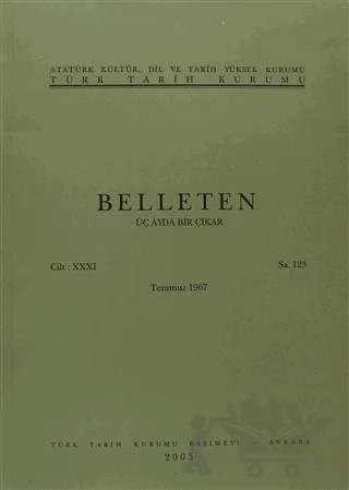 Belleten Sayı: 123 Cilt: 31 – Türk Tarih Kurumu Yayınları kitap kapağı