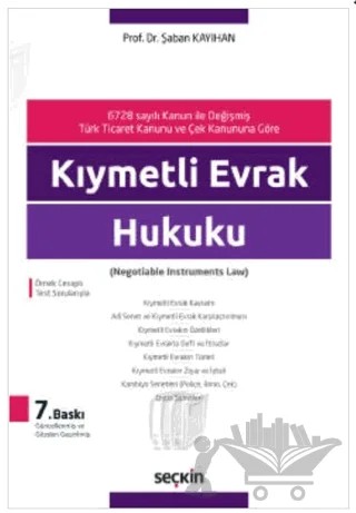 Kıymetli Evrak Hukuku – Şaban Kayıhan – Seçkin Yayıncılık kitap kapağı