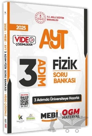 2025 AYT MEBİ-OGM 3 ADIM Fizik Soru Bankası Video Çözümlü – Kolektif – Karakutu Yayın kitap kapağı