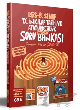 LGS 8. Sınıf T.C. İnkılap Tarihi ve Atatürkçülük Smart Tamamı Video Çözümlü Soru Bankası – Metin Uruk – Benim Hocam Yayınları kitap kapağı
