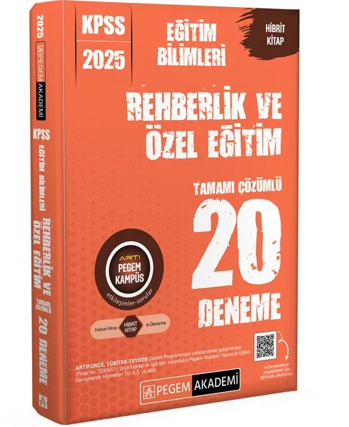 2025 KPSS Eğitim Bilimleri Rehberlik ve Özel Eğitim Tamamı Çözümlü 20 Deneme – Pegem Akademi Yayıncılık kitap kapağı