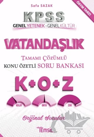 KPSS Vatandaşlık Tamamı Çözümlü Konu Özetli Soru Bankası – Safa Sazak – Temsil Kitap kitap kapağı