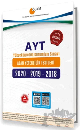 ÖSYM 2020-2019-2018 AYT Video Çözümlü Tıpkı Basım Orijinal Çıkmış Sorular – Kolektif – A Yayınları kitap kapağı
