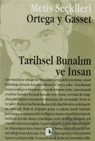 Tarihsel Bunalım ve İnsan – Jose Ortega y Gasset – Metis Yayınları kitap kapağı