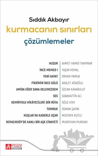 Kurmacanın Sınırları Çözümlemeler – Sıddık Akbayır – Pegem Akademi Yayıncılık kitap kapağı