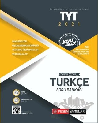 TYT 2021 Tamamı Çözümlü Türkçe Soru Bankası – Kolektif – Pegem Akademi Yayıncılık kitap kapağı