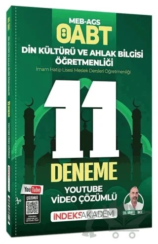 ÖABT MEB-AGS Din Kültürü ve Ahlak Bilgisi 11 Deneme Youtube Video Çözümlü – Hanifi İnce – İndeks Akademi Yayıncılık kitap kapağı
