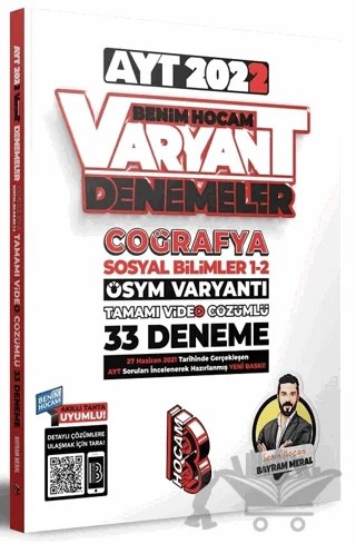 AYT Coğrafya Tamamı Video Çözümlü 33 Deneme Sınavı – Bayram Meral – Benim Hocam Yayınları kitap kapağı