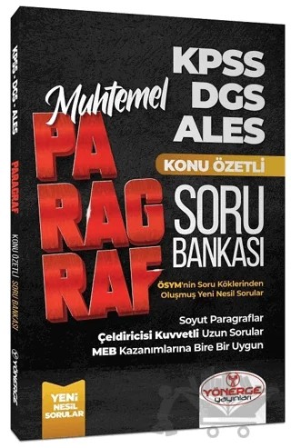 KPSS DGS ALES Muhtemel Paragraf Konu Özetli Soru Bankası – Kolektif – Yönerge Yayınları kitap kapağı