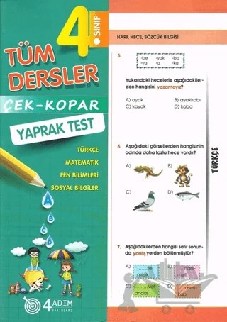 4. Sınıf Tüm Dersler Çek-Kopar Yaprak Test – Kolektif – 4 Adım Yayınları kitap kapağı