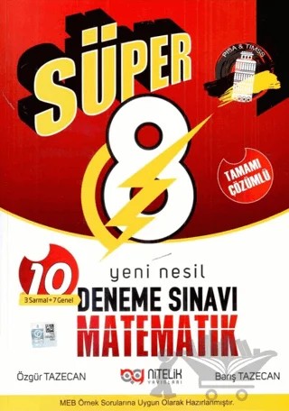8. Sınıf Matematik Süper Deneme Sınavı – Özgür Tazecan, Barış Tazecan – Nitelik Yayınları - Bayilik kitap kapağı