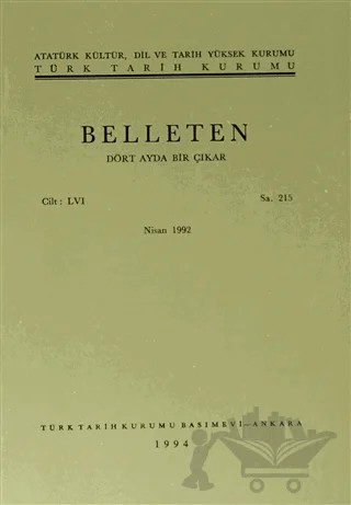 Belleten Sayı: 215 Cilt: 56 – Türk Tarih Kurumu Yayınları kitap kapağı