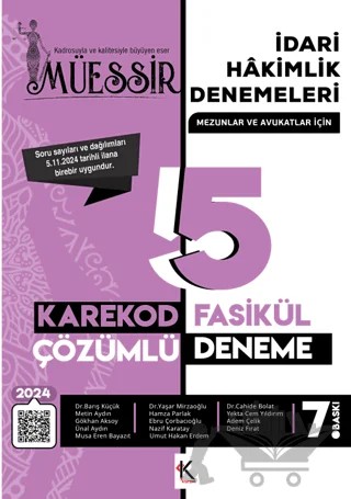 Müessir İdari Hakimlik Denemeleri Karekod Çözümlü – Kolektif – Kuram Kitap kitap kapağı