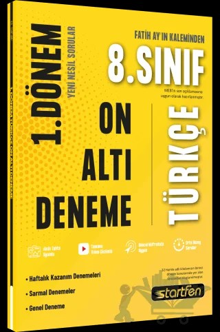8. Sınıf 1. Dönem 16'lı Türkçe Denemesi – Kolektif – Startfen Yayınları kitap kapağı