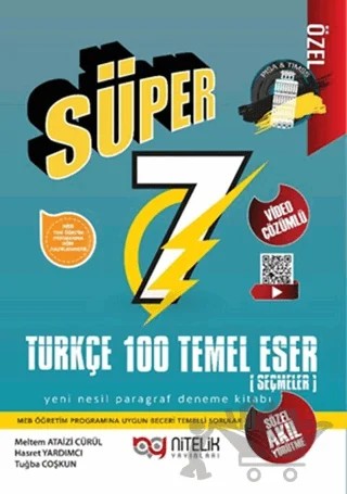 Nitelik 7. Sınıf Yeni Nesil Süper Türkçe 100 Temel Eser – Meltem Ataizi Cürül, Hasret Yardımcı, Tuğba Coşkun – Nitelik Yayınları - Bayilik kitap kapağı
