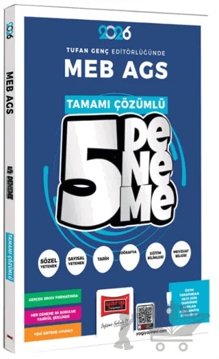 2026 MEB-AGS Tüm Dersler Tamamı Çözümlü 5 Deneme Sınavı – Tufan Genç – Yargı Yayınevi kitap kapağı