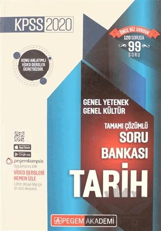 2020 KPSS Genel Yetenek Genel Kültür Tamamı Çözümlü Soru Bankası - Tarih – Kolektif – Pegem Akademi Yayıncılık kitap kapağı